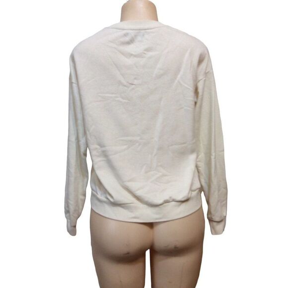 Fifth & Sun Long Sleeve Top Small Cream Cotton Polyester Blend Blouse Shirt - Picture 2 of 3